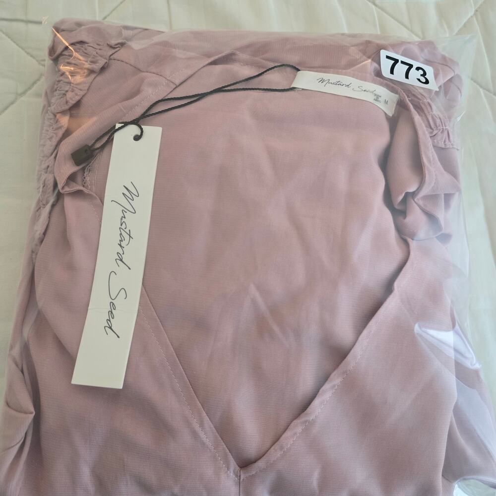 NWT Mustard Seed Pink Maxi Dress M Boho Prairie Cottagecore Puff Sleeve Romantic - Picture 8 of 8